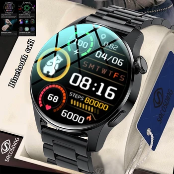 2022 Novos Homens De Chamada Bluetooth Smart Watch Full Touch Sport Fitness Relógios Impermeável Coração De Aço Da Taxa De Banda Smartwatch +Caixa De Presente