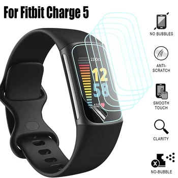 Protetor de tela de Cinema Para o Fitbit carregar 5 SmartWatch Claro 3D Anti-impressões digitais Protetor Filme de Curva, Para o Fitbit carga 5