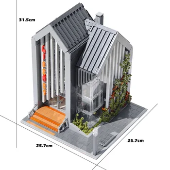 As Técnicas modernas de MOC Street View da Série Casa de Tijolo Biblioteca Construtor de Modelo de Bloco de Construção Criador do Brinquedo Designer para Meninos Presente