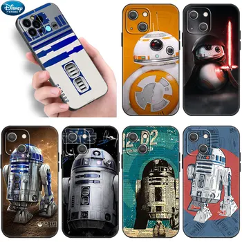 Disney Star Wars Robô R2-D2 BB8 Caso Para o iPhone da Apple 14 11 12 13 Mini Pro XR X XS MAX 6 7 8 Mais de 5 anos SE 2020 2022 Capa Preta