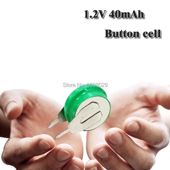 1.2 v 40mAh recarregáveis NI-MH bateria de célula de bateria de célula tipo moeda de Soldagem de Pinos Para lâmpadas do DIODO emissor de Fones de ouvido