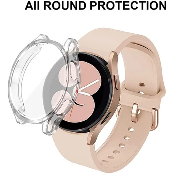 Caso protetor Para Samsung Galaxy Watch 4 5 40mm 44mm Tampa de Cobertura de Silicone TPU-choque de Proteção de Tela Cheia Acessórios