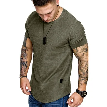 B3357-5 Cores de verão de Homens de Curto sleeveT Camisa Casual em torno do Pescoço de Moda Elástico de Ajuste Engraçado Streetwear Sólido Tshirt Hip Hop Tops