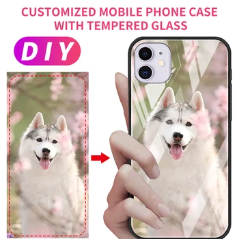 Personalizado DIY qualquer imagem Vidro de Telefone Case Para Samsung Galaxy S22 S20 S21 Apple iPhone 13 12 Xiaomi Poco X3 Redmi Nota 10 de 10
