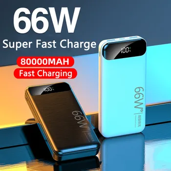 80000mAh do Banco do Poder de 66W Super Rápido Carregamento para Huawei P40 Laptop Powerbank Externo Portátil Carregador de Bateria Para iPhone Xiaomi