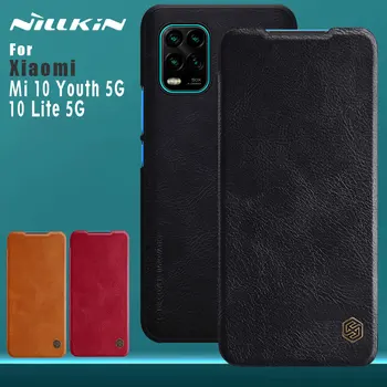 Nillkin para Xiaomi Mi10 Mi De 10 a Juventude 5G 10 Lite 5G Caso de Negócios Qin capa de Couro Flip Slot para Cartão Tampa Traseira