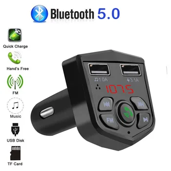 KEBIDU Kit para Carro Bluetooth 5.0 FM Transmissor dispositivo mãos livres LCD sem Fio MP3 Player USB Carregador 3.1 Acessórios para Carro Carregador