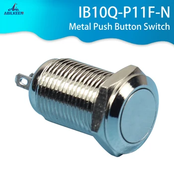 Menor Diâmetro 10 mm Cabeça chata Momentânea Função 1NO1NC Impermeável Prata Botão de pressão Interruptor Terminal Pino de Metal Shell IP65