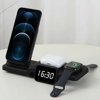 Carregamento Suporte para Smart Phone Watch QI sem Fio Suporte do Carregador Titular de Carregamento Doca de Base para o AirPod Pro com o Relógio