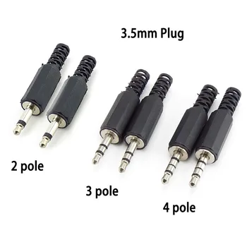 3.5 mm Plug RCA 2 3 4 Pólos Mono Estéreo de Áudio e Vídeo Dual Áudio Plug de Fone de ouvido Cabo Conector Para Fone de ouvido do Soquete