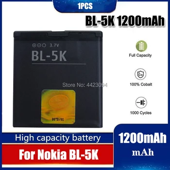 1pc 3,7 V 1200MAh Recarregável de Lítio BL-5K BL 5K BL5K da Bateria do Telefone Móvel Para Nokia N85 N86 8MP N87 2610S 701 Oro X7 C7-00