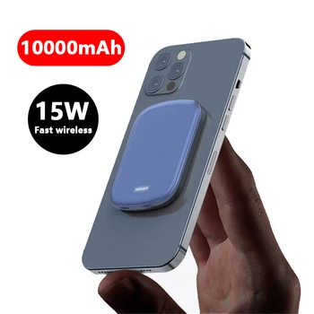 5000-10000mAh Magnético sem Fio Banco de Potência 15W Rápido Carregador Para iphone xiaomi Samsung Qi Universal Externa Bateria Auxiliar