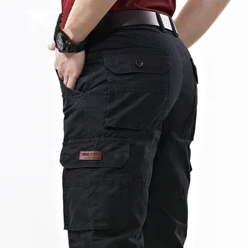 Homens de Macacão Militar do Exército Calças Cargo Primavera de Algodão Largas Calças Jeans Masculina Multi-bolsos Casual Calças compridas Plus Tamanho 42