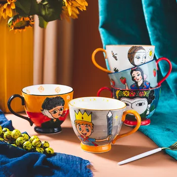 Osso De Porcelana Leite Chá Café Da Manhã De Copo Caneca De Cerâmica Dos Desenhos Animados Encantadores Copos Xícaras De Café Van Gogh Célebres Pinturas Canecas Freda Kahlo