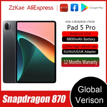 Estreia mundial Pad 5 Pro Tablet Android Snapdragon 870 Comprimidos de 11 Polegadas 120Hz WQHD+ Visor de 12 gb 512 GB de 8800mAh 5G wi-Fi Tablete de pc