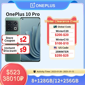 OnePlus 10 Pro 10pro 5G Smartphone 12 GB de 256GB Snapdragon 8 Gen 1, telefones celulares Super Rápido Carregamento