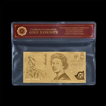 Projetado novo Austrália 5 AUD Normal, Folha de Ouro de Notas Para Coleção E Presente do Negócio de Ouro, de moeda Estrangeira Para a Coleção Amigo