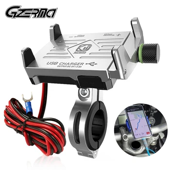 À prova de choque da Liga de Alumínio da Motocicleta do Telefone Móvel Com o Carregador USB em seu GPS Suporte Suporte Para Carro Elétrico Moto 4.5-6.5