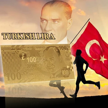 WR Ouro 24K Turquia 100 Lira Dinheiro de Ouro de Notas de lira Nova Coleção de Presentes