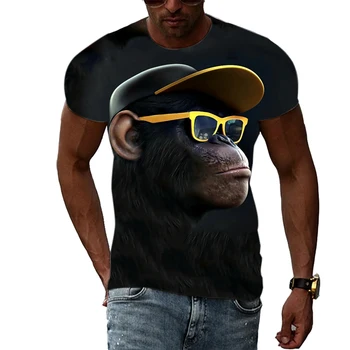 Verão Homens Engraçado Macaco gráfico t-shirts da Moda Tendência Personalidade 3D Impresso T-shirts Hip Hop Harajuku Casual streetwear Topo