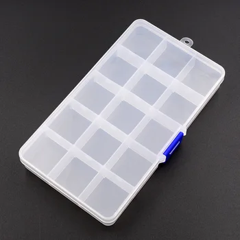 15 Grelhas Ajustáveis de Plástico Transparente da Caixa de Armazenamento para Pequenas Componente de Jóias Caixa de Ferramenta de Esferas Comprimidos Organizador da Arte do Prego de Ponta de Caso