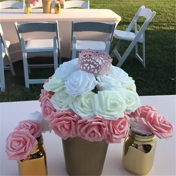 30Pcs 8 cm de Espuma de Flor Rosa Flores Artificiais para Festa de Casamento, Buquê de Noiva Decoração Home DIY Coroa de Falsos Rosa Flor Artesanato