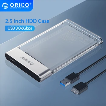 ORICO Transparente HDD Caso SATA para USB 3.0 6Gbps Disco Rígido Caso Adicionar Suporte de Metal UASP HDD Compatível com HDD SSD