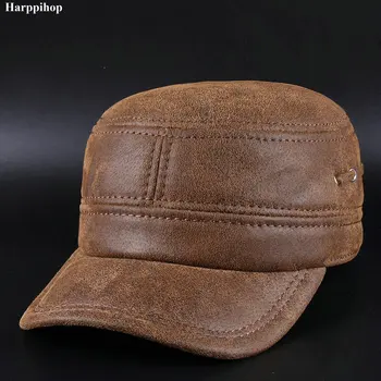 O coreano casual de couro, chapéu de esfoliação do couro Kepi orelha quente chapéu quepe