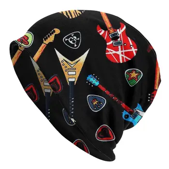Elétrica Guitarras de Rock Bonnet Chapéu Chapéu de Malha de Moda ao ar livre Skullies Beanies Chapéus Rolo de Música Heavy Metal Primavera Quente Dual-use Caps