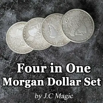 Quatro em Um Morgan Dólar de Cobre por J. C Moeda Mágica Truques de Mágica Ilusão de Moeda Aparecer/Desaparecer Pulando Close-up Magic Gimmick