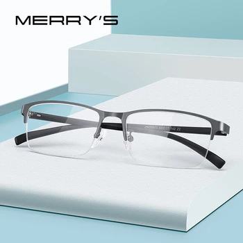 MERRYS DESIGN Homens de Liga de Titânio Óculos de Armação TR90 Pernas de Negócios Miopia Prescrição de Óculos Meio Óptico Quadro S2213