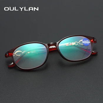 Oulylan Anti Luz Azul Óculos De Leitura Mulheres Hipermetropia Óculos Oco Armação De Óculos De Prescrição De Dioptria +1.0 1.5 3.5 4.0