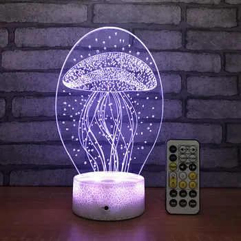 Água-viva 3D Lâmpada Único Produto Criativo Nightlight Sete cor-de-Cabeceira de Indução 3d Nightlight de Quarto de Crianças Led Lâmpada Crianças