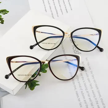 Moda Retrô Anti-Blue Ray Óculos de Armação de Plástico Olho de Gato Óptico Óculos Completo a Rim Mulheres de Estilo com Dobradiças de Mola de Venda Quente