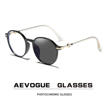 AEVOGUE Óculos de Armação de Moda, Óculos, Acessórios Mulheres Fotossensíveis Anti Luz Azul Óculos Óculos Redondos Para os Homens AE1137
