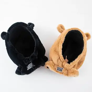 65% Dropshipping!!Mulheres de chapéu de inverno urso bonito design de orelha cor sólida à prova de vento quente do pescoço o lenço chapéu