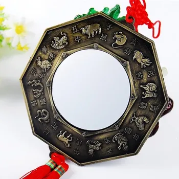1PC Chinês Feng Shui Cinco Fofocas Espelho, Fu Tai Chi Doze do Zodíaco Bagua Espelho de Cobre