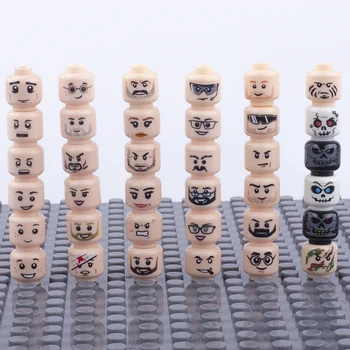 MOC Soldados Figuras de Cabeças de Blocos de Construção de Halloween Exército DIY Feridos Expressão facial Monte as Peças do Corpo Tijolos Conjunto de Brinquedos para Crianças
