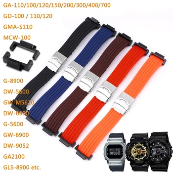 Relógio de Silicone, Alça para Casio G-Shock GA-2100 GA-110 GD-100 DW-5600 6900 GW-M5610 pulseira de Acessórios Modificado Adaptador de 16mm