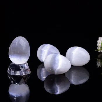 1pc Natural de Quartzo Branco Selenita Gesso Ovo de Minério Mineral Reiki Cura a Decoração Home Coleção de Presentes DIY Lembrança