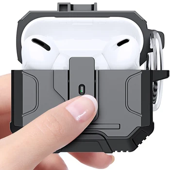 Catapulta Interruptor de Caso Para Airpods pro Luxo PC TPU Capa Protetora Para Apple AirPods Pro Caso de Fone de ouvido Acessórios Com Ganchos