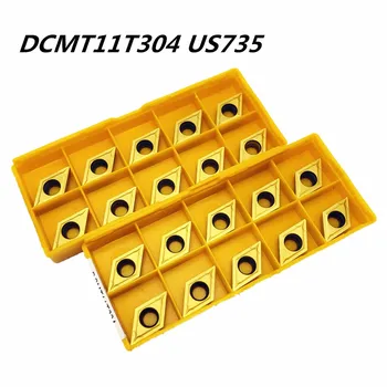 20PCS de ferramentas de metal duro DCMT11T304 US735 ferramenta para torneamento CNC produto DCMT11T304 metal fresa de aço inoxidável ferramenta especial