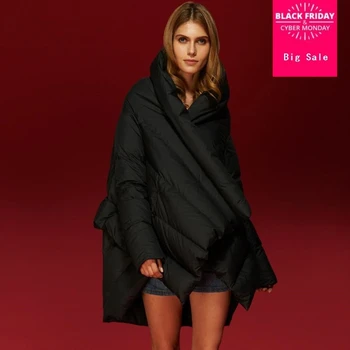 S-3XL 90% pato casaco marca de moda Manto Assimétrica estilo jaqueta feminina preto branco vermelho Slim mais espesso casaco quente wj1351