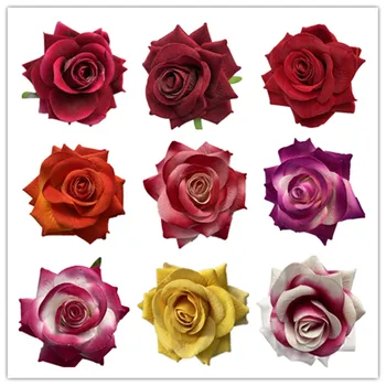 10pcs Falso Veludo Rosa Cabeças de Flores Artificiais 11cm/9cm de Camélia Rosa Cabeça para DIY Buquê de Noiva de Casamento Decoração Floral
