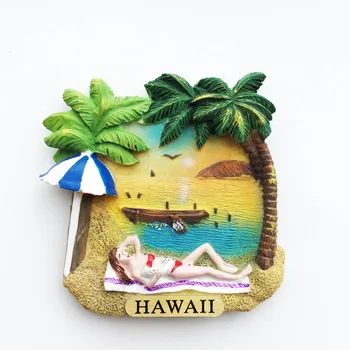 Criativo Magnético, Ímãs de Geladeira Havaí Lembranças de Viagem tridimensional do Oceano Estilo Handmade Artesanato Decorativo Pintado