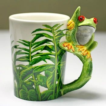 300ml Criativo Sapo Canecas de Cerâmica 3D desenhos animados Copa Mão Desenhada Animal Caneca de Café Dom Xícara de Café