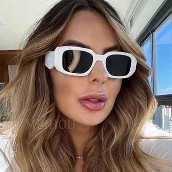 Do Vintage das Mulheres Retângulo Óculos de sol 2022 Tendências Marca Quadrado Branco Grande Armação Óculos de Sol Feminino Oculos Luneta De Soleil