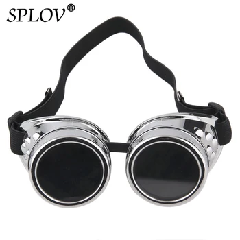 Retro Redonda De Metal Steampunk Homens, Óculos De Mulheres Soldagem De Moda Cyber Óculos Ajustável Cinto Vintage Tons