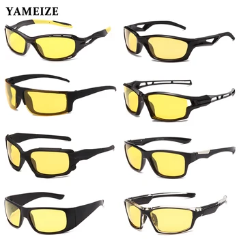 YAMEIZE Anti-Brilho da Noite Óculos de Visão Para a Condução de Homens, Óculos de sol Polarizados Mulheres Driver de Óculos de Lentes Amarelo Esportes Óculos