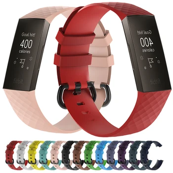 Textura Pulseira de Silicone para Fitbit faixa de relógio de Carga 3 SE Cobrar 4 smart relógio Bracelete de esportes Pulseiras de Substituição